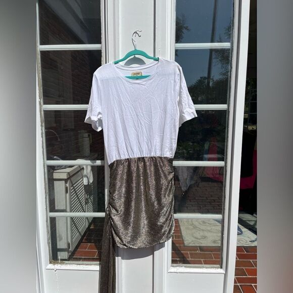 Anthropologie Porridge Metallic Twofer Mini Dress NWT - Picture 8 of 10